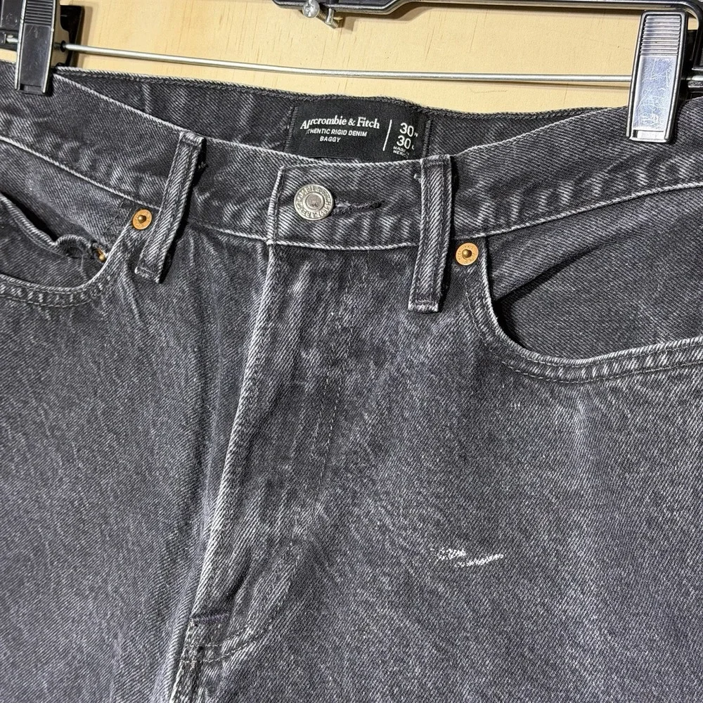 Abercrombie & Fitch Baggy Jeans Mens 30x30 Black Denim Relaxed Y2K Skater